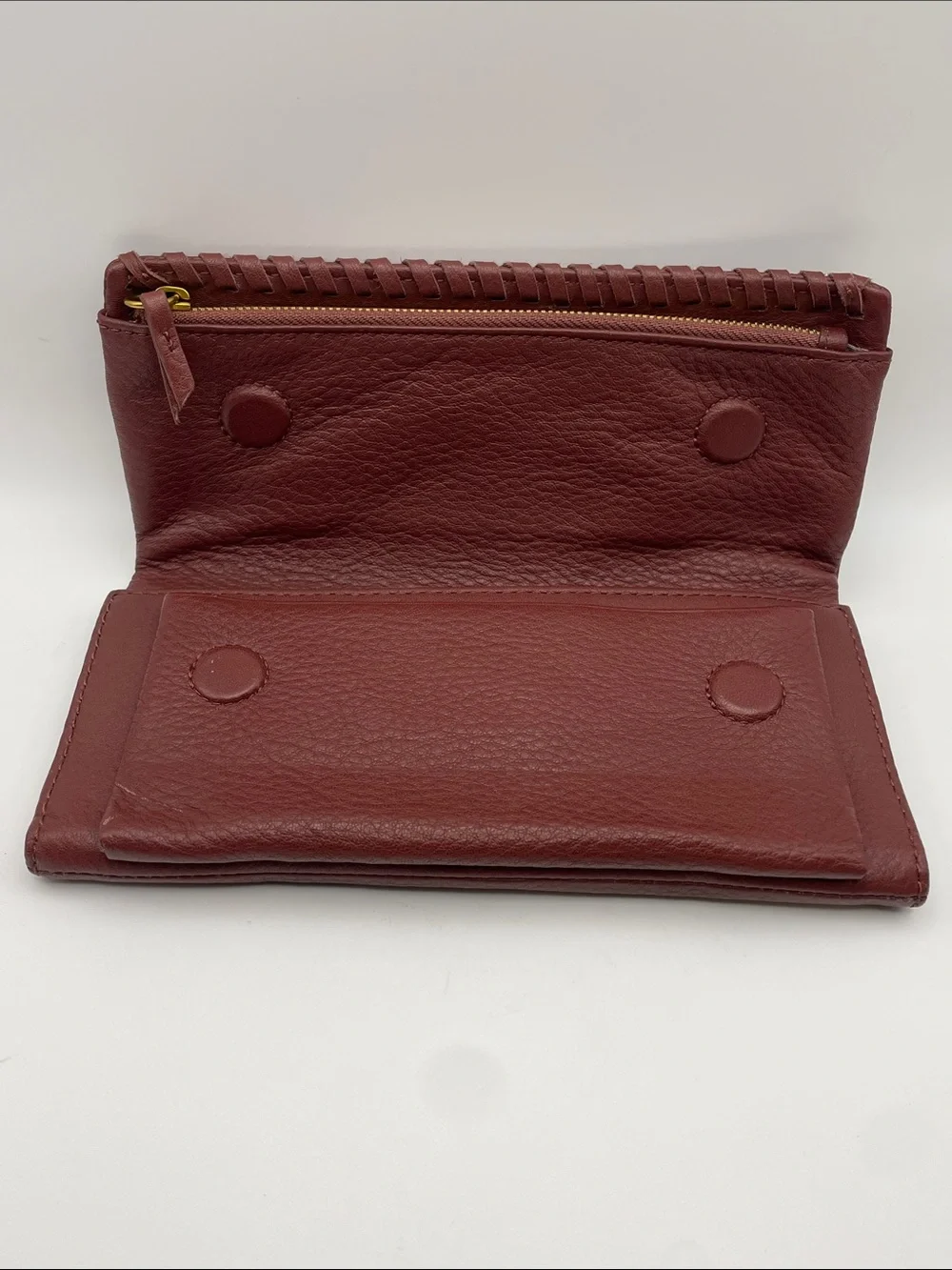 HOBO Wade Women's Leather Tri-fold Wallet in Burgundy
